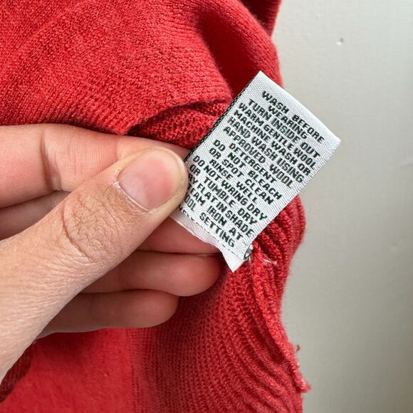 FOIL 100% Merino Wool Pullover Red Ribbed Comfy Holiday Women Long Sleeve Size M - Picture 5 of 10